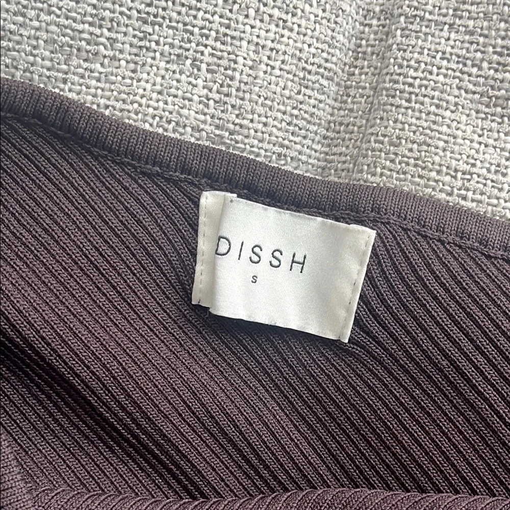 DISSH One-Shoulder Ribbed Tank Top in Dark Brown - Picture 2 of 3